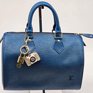 Authentic Louis Vuitton Gold Lock 🔒 Keychain Bag Unbranded Mini Camera Charm LV